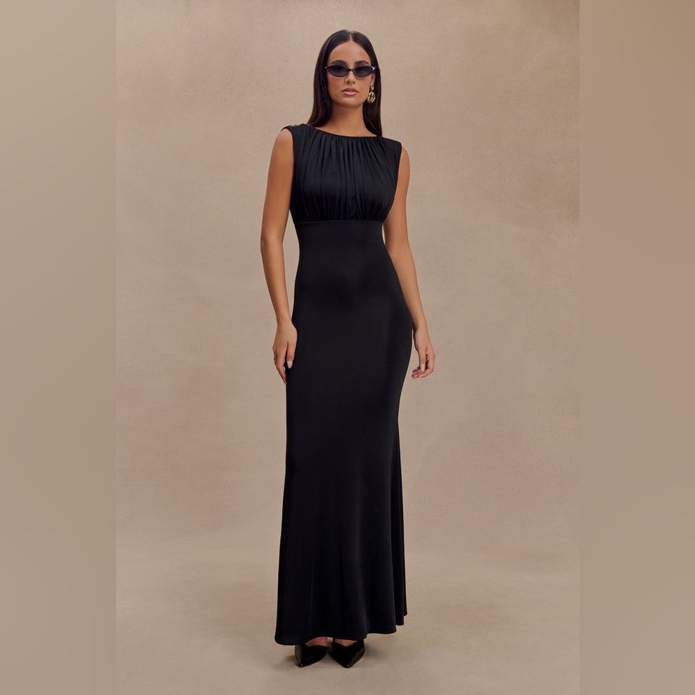 Meshki MALIA Black Slinky Maxi Dress